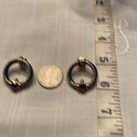 David Yurman 14K Sterling Gemstone Cable Earrings - Picture 12 of 12